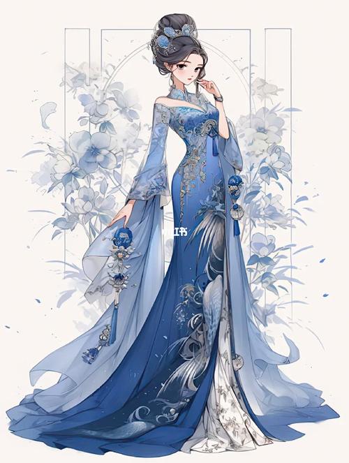 蓝韵·元素律动——蓝色系动漫角色礼服裙设计解析